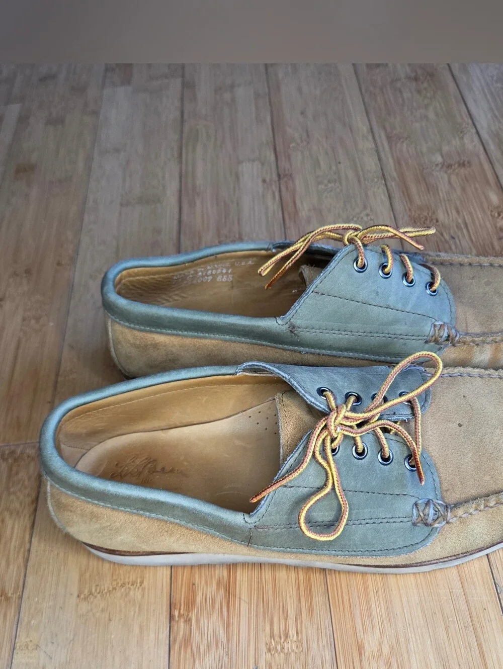 L.L. Bean x Todd Snyder Jackman Blucher Shoe Olive & Tan Suede Leather Size 13